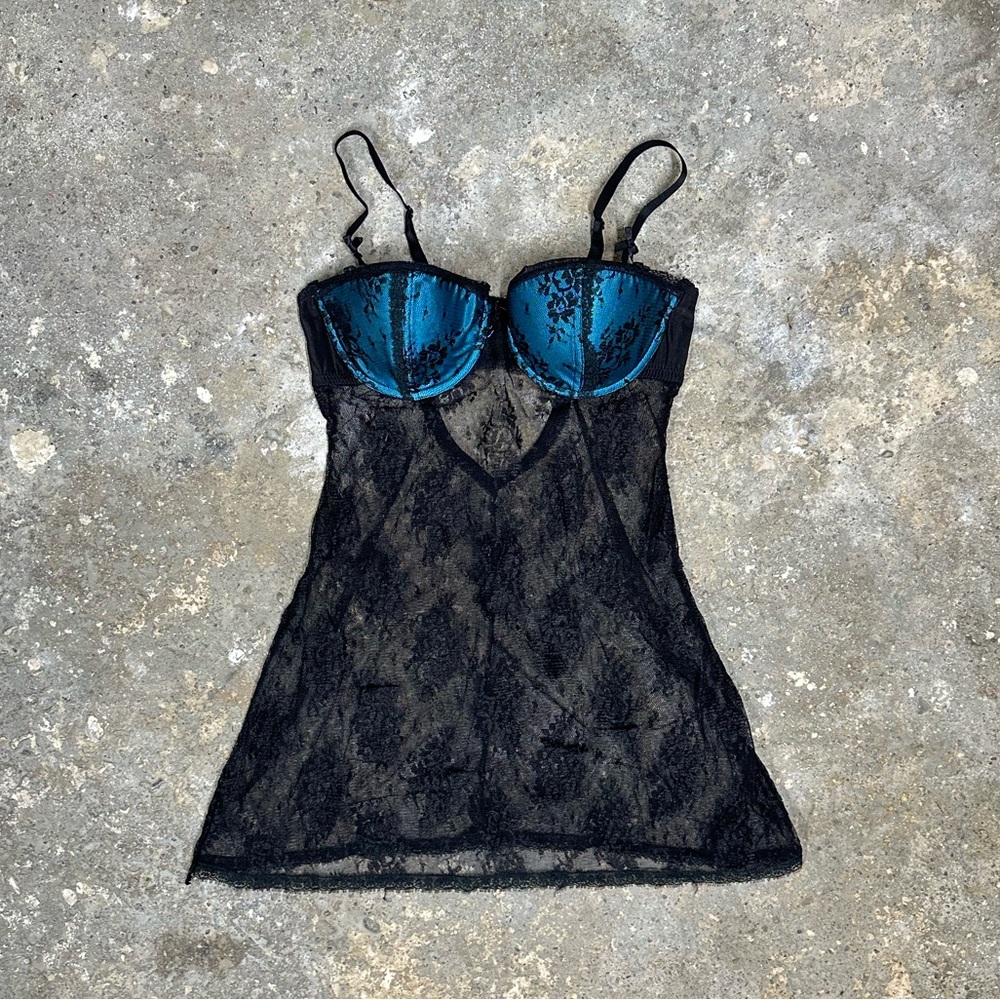 Black Lace Blue Bra Lingerie